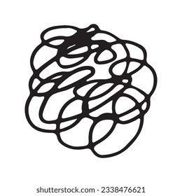 lines of circles hand-drawn. Doodle circles for design elements, messages, note labels. Black doodle isolated on white background. Hand drawn. Vector illustration.