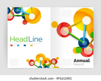 Lines and circles, modern abstract business annual report template. Vector illustration