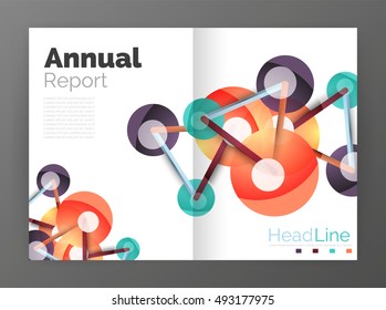 Lines and circles, modern abstract business annual report template. Vector illustration