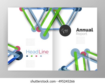 Lines and circles, modern abstract business annual report template. Vector illustration