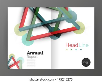 Lines and circles, modern abstract business annual report template. Vector illustration