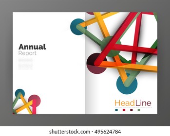 Lines and circles, modern abstract business annual report template. Vector illustration