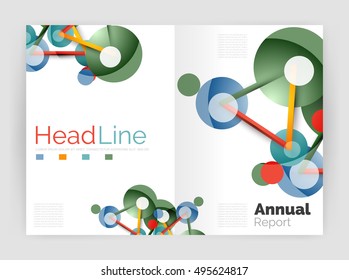 Lines and circles, modern abstract business annual report template. Vector illustration