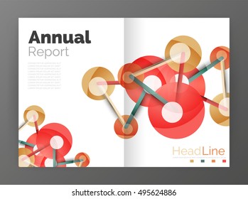 Lines and circles, modern abstract business annual report template. Vector illustration