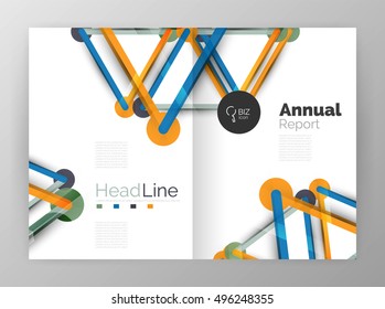 Lines and circles, modern abstract business annual report template. Vector illustration