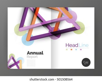 Lines and circles, modern abstract business annual report template. Vector illustration