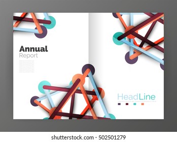 Lines and circles, modern abstract business annual report template. Vector illustration