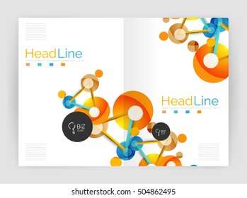 Lines and circles, modern abstract business annual report template. Vector illustration