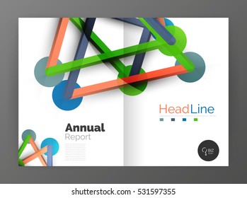 Lines and circles, modern abstract business annual report template. Vector illustration