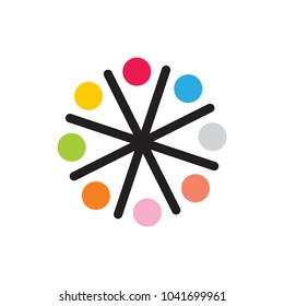 lines circles objects colorful design. diversity  symbol logo vector