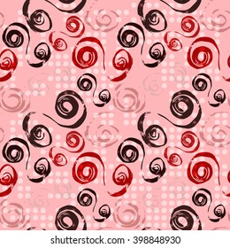 lines and circles on pink background seamless pattern