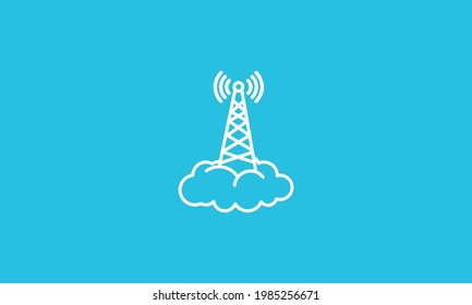 lines cloud with tower logo symbol vector icon design illustration graphic