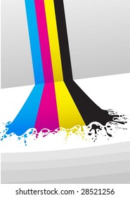 lines of CMYK paint