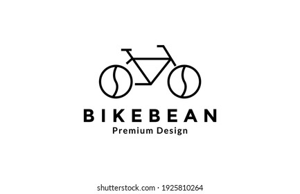 lines coffee bean with bicycles logo design vector icon symbol illustration