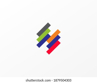 lines and colorful vector logo design template