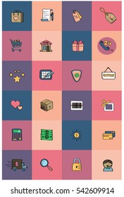 Lines and Colors - Shopping and E-commerce icons.