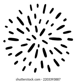 Lines coming from center in different directions, forming circle