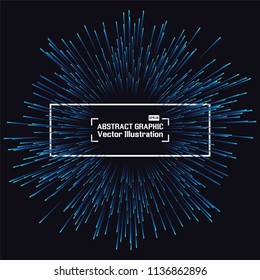 Líneas formadas por fondos brillantes, túnel de flujo de datos abstracto, fondo radial de explosión. Ilustración del vector