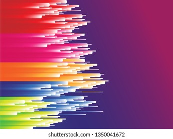 Lines composition of glowing background, abstract vector background illustration. Abstract vector color background with empty place for text. Abstract colorful rainbow rain. Colorful lines.