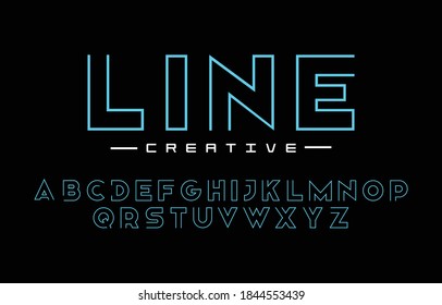 Lines concept of tech font for personal and business use. Abstract alphabet minimal monogram sans serif fonts. Vector illustration.