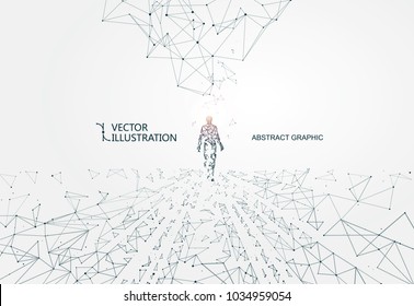 Lines connected to Science fiction scene, symbolizing the meaning of artificial intelligence.