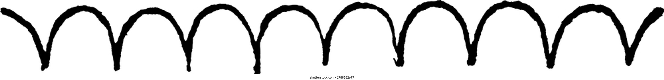 Die Linien bestehen aus einer Reihe von kreisförmigen Bögen, die in die gleiche Richtung kurbeln, Umformstellen Punkte nach außen wird als Linie grailed., Vintage-Linie Zeichnung oder Gravitation Illustration. 