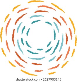 As linhas criam um quadro circular texturizado com um estilo de esboço.  A imagem mostra anéis concêntricos de traços curtos e irregulares formando uma borda. Ilustração de vetor de desenhos animados