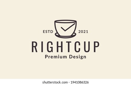 lines cup drink with check logo vector symbol icon design illustration