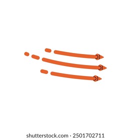 Líneas con cursores apuntando hacia la dirección. Flechas de movimiento rápido, velocidad. Punteros que muestran la ruta, camino. Formas geométricas, signos, símbolos indican el camino. Ilustración vectorial aislada plana sobre fondo blanco.