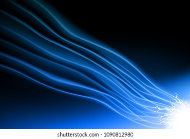 Lines curve glowing lightning neon blue technology concept abstract background vector illustration