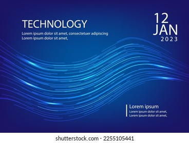 lines curve moving speed technology blue background modern presentation