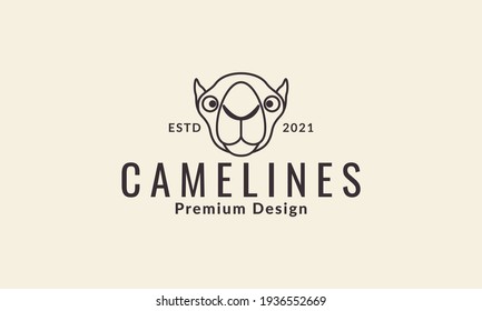 lines cute animal head camels logo symbol vector icon illustration design