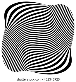 Lines with deformation effect. Abstract uncolored, monochrome illustration.