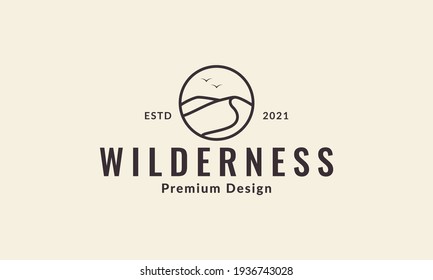 lines desert with circle logo symbol vector icon illustration design