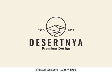 lines desert with circle logo symbol vector icon illustration design