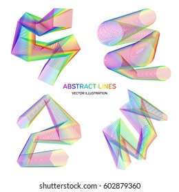 Lines Design. Vector illustration. Geometric background for minimalist, classic design. Rainbow. White.