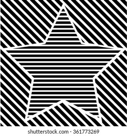 Lines Design . Vector Striped Star Background . Star Background . Abstract Star Geometrical Background . Modern Geometrical Star Logo Design Template .