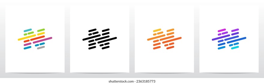 Lines Diagonal Stripes Letter Logo Design N