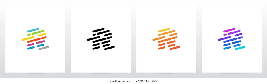 Lines Diagonal Stripes Letter Logo Design R