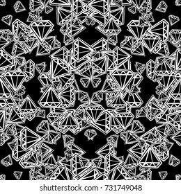 lines diamonds black background seamless pattern 