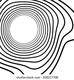 Lines with distortion. Abstract monochrome graphic.