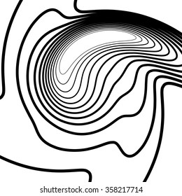 Lines with distortion. Abstract monochrome graphic.