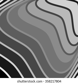 Lines with distortion. Abstract monochrome graphic.