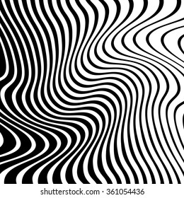 Lines with distortion. Abstract monochrome vector art.