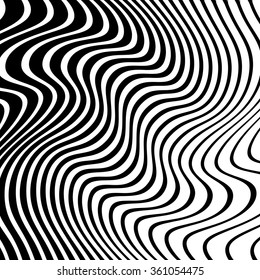 Lines with distortion. Abstract monochrome vector art.