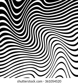 Lines with distortion. Abstract monochrome vector art.