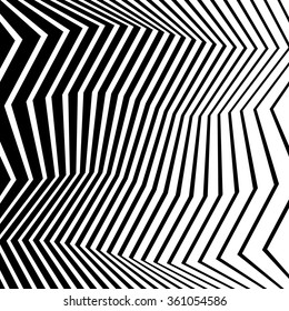 Lines with distortion. Abstract monochrome vector art.