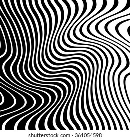 Lines with distortion. Abstract monochrome vector art.