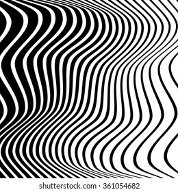 Lines with distortion. Abstract monochrome vector art.