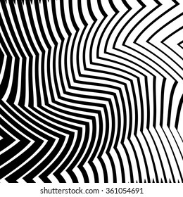 Lines with distortion. Abstract monochrome vector art.